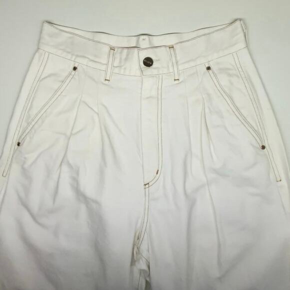 Goldsign | Wide Leg Pleated Trouser Jeans | White | Size 29 - Picture 13 of 14